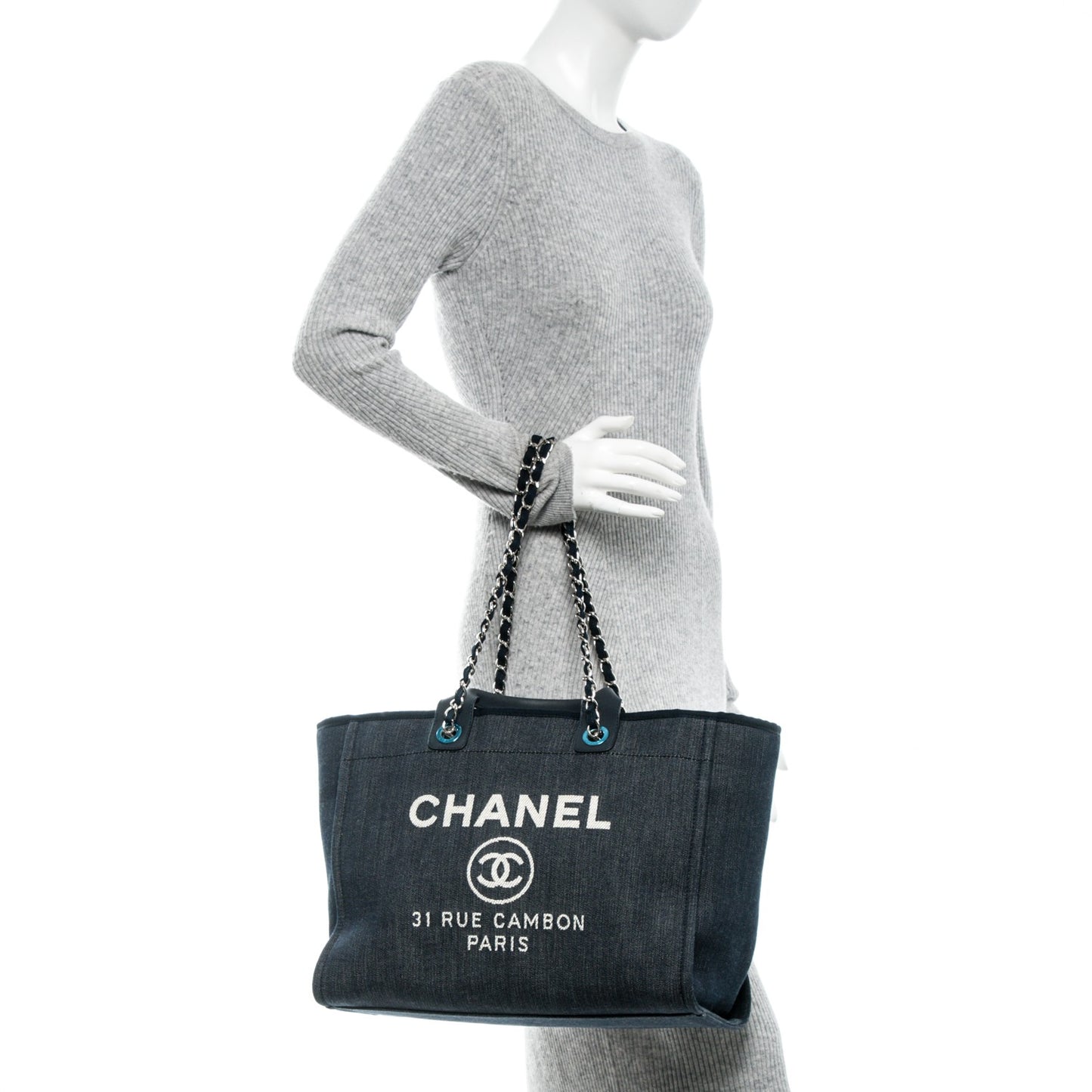 Canvas Large Deauville Tote Dark Blue