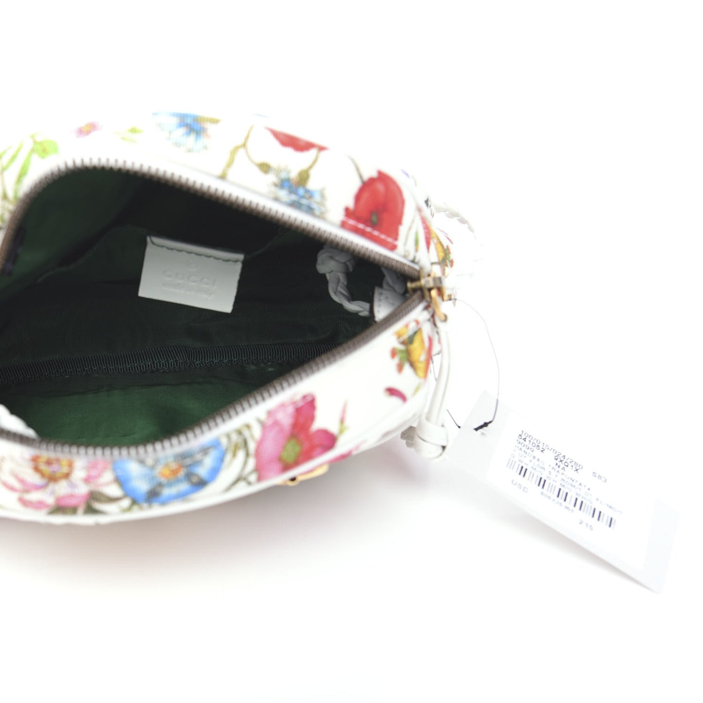 Canvas Flora Floral Trapuntata Small Zumi Dome Shoulder Bag White