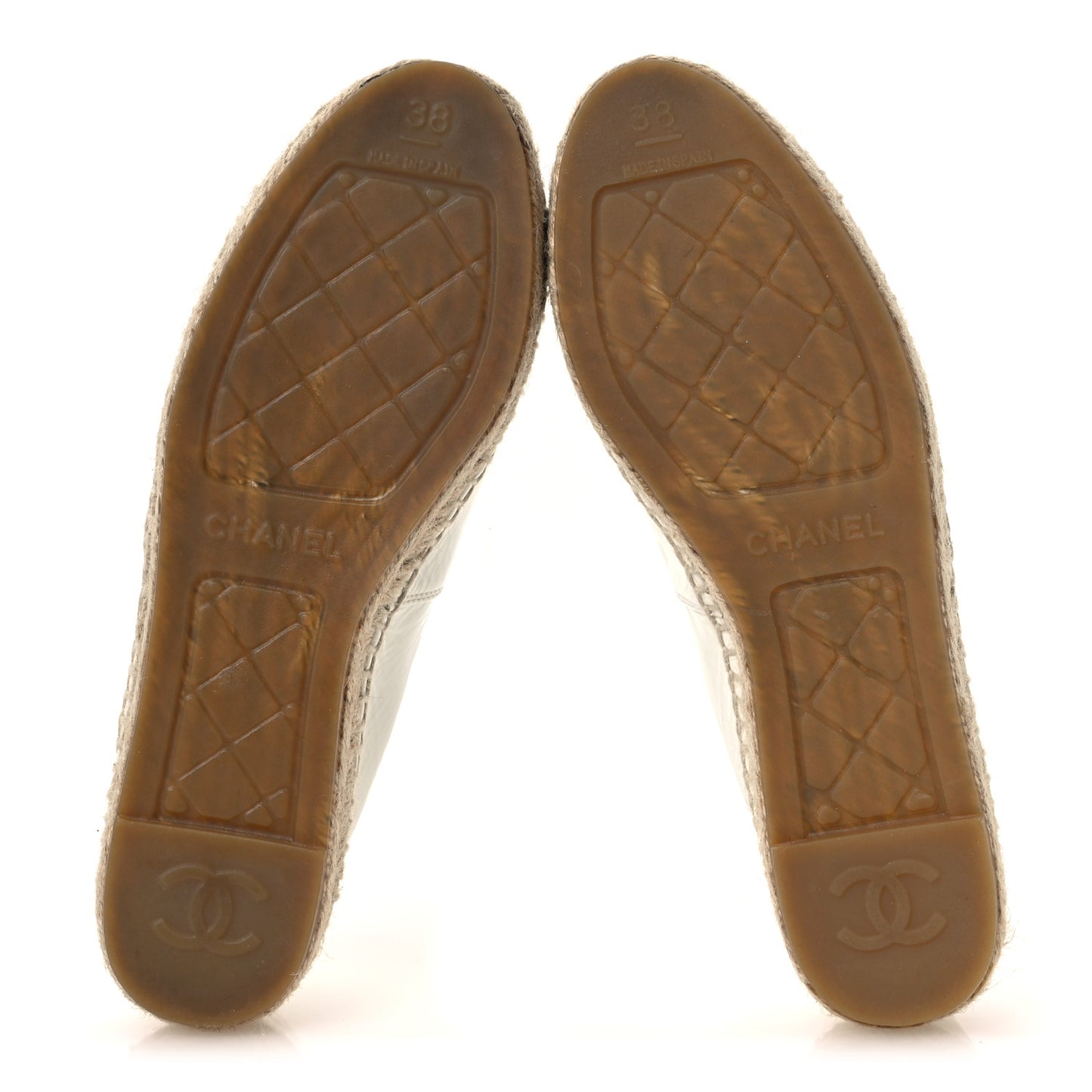 Distressed Patent CC Espadrilles 38 White Silver