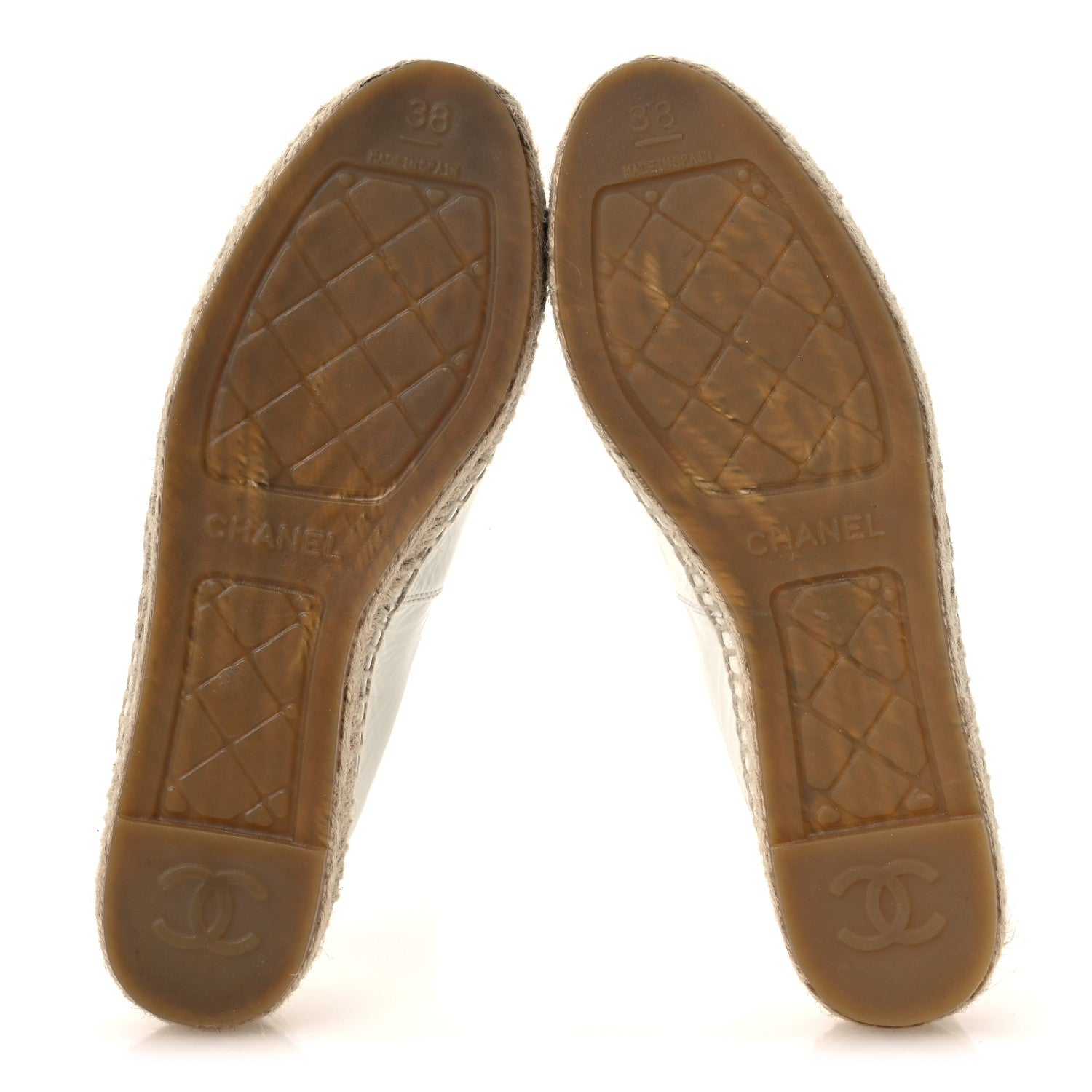 Chanel Distressed Patent CC Espadrilles 38 White Silver 7 of 11