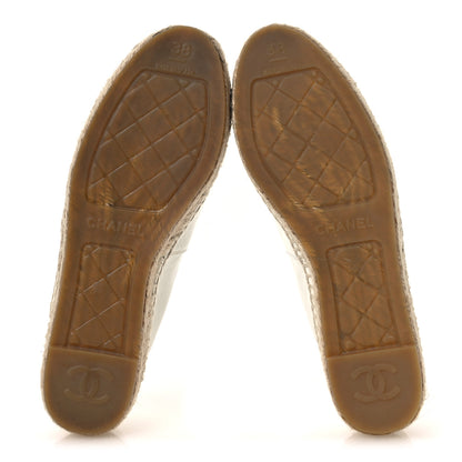 Chanel Distressed Patent CC Espadrilles 38 White Silver 7 of 11