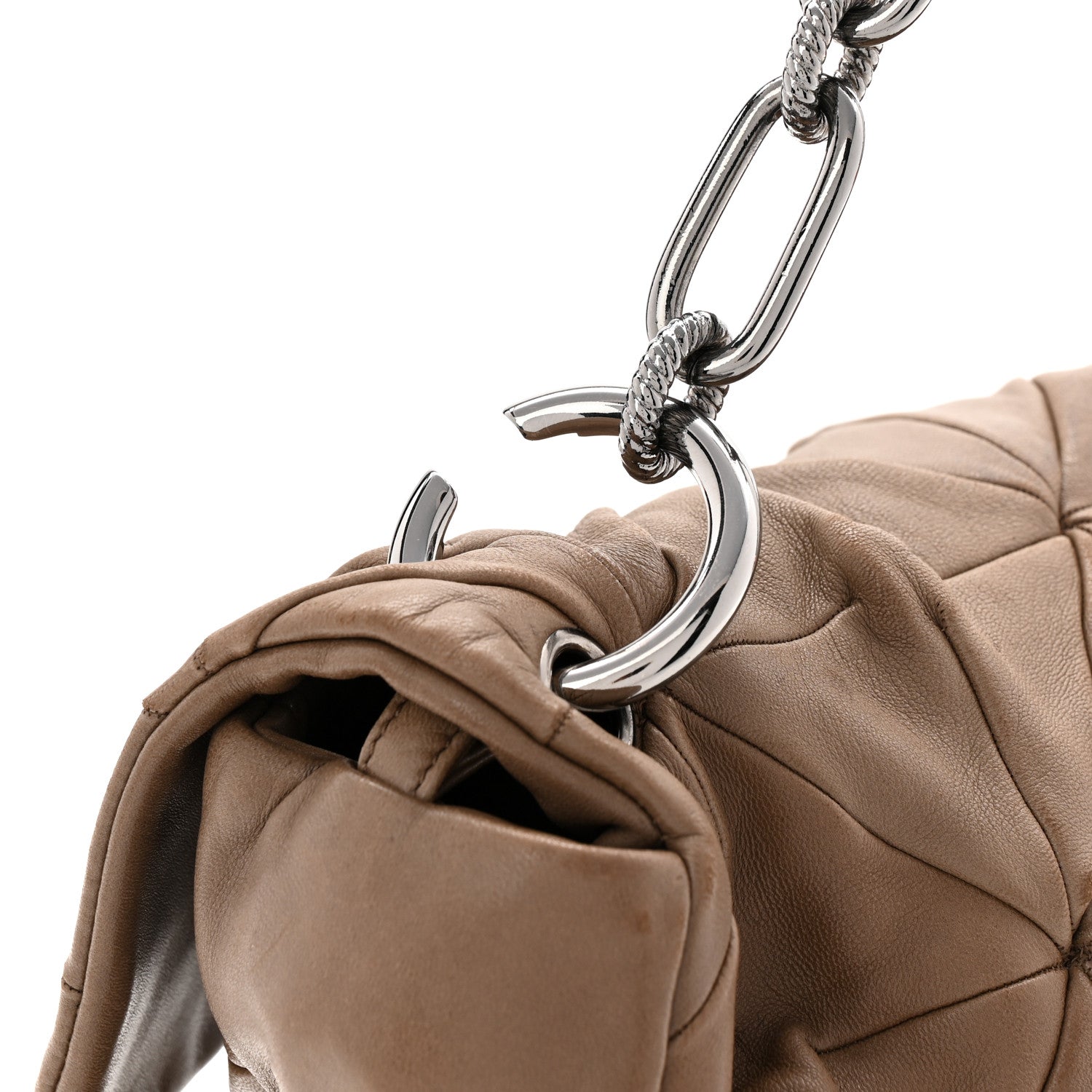 Chanel Lambskin Quilted Jumbo Origami Soft Squares Flap Khaki 10 of 11