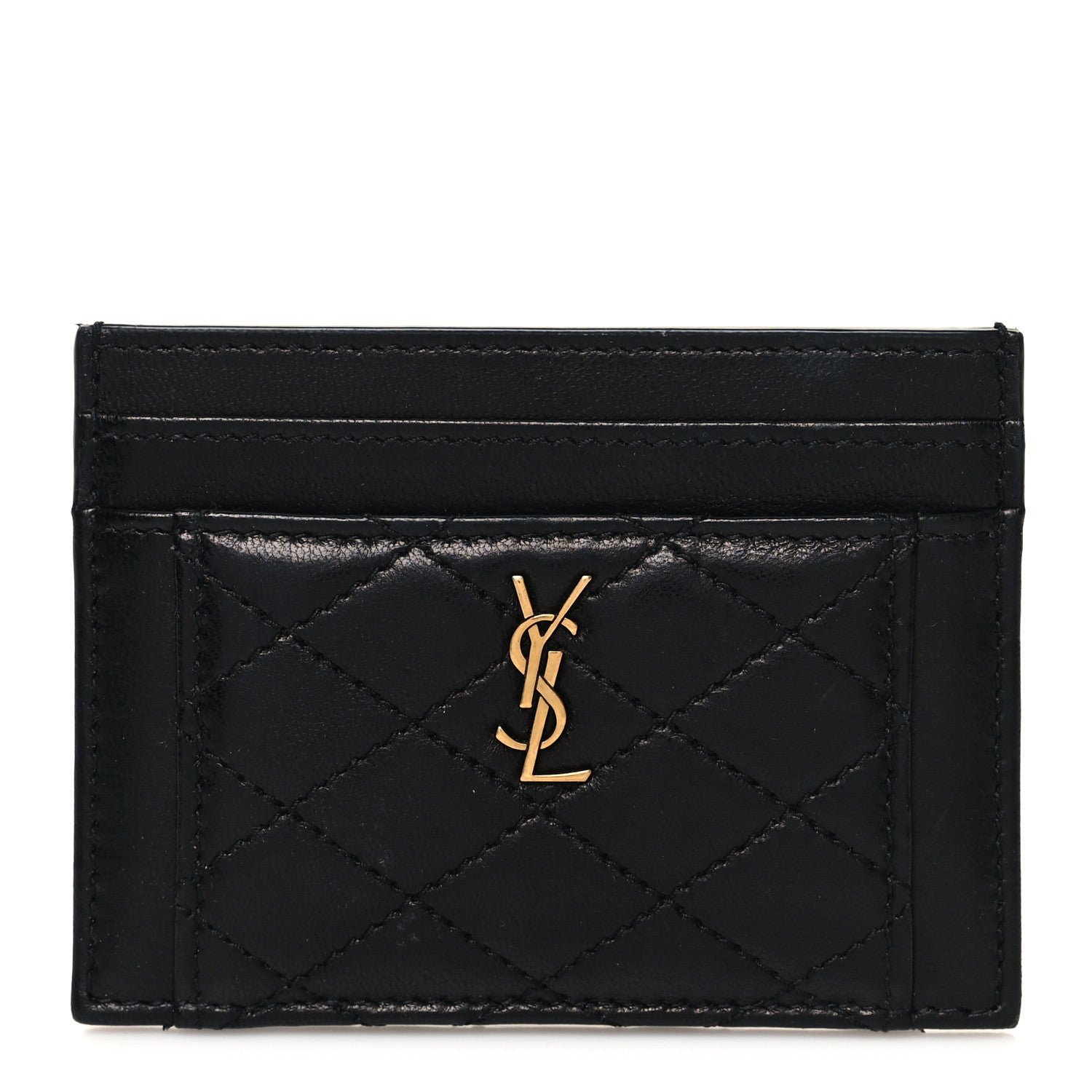 Saint Laurent Lambskin Quilted Gaby Credit Card Case Black 1 of 9