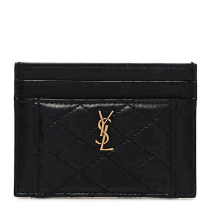 Saint Laurent Lambskin Quilted Gaby Credit Card Case Black 1 of 9