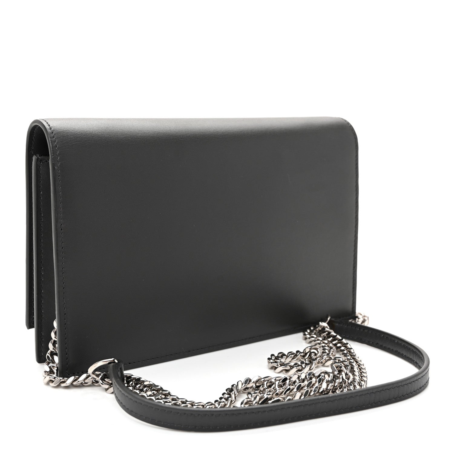 Saint Laurent Smooth Calfskin Classic Monogram Kate Tassel Chain Wallet Asphalt 3 of 11