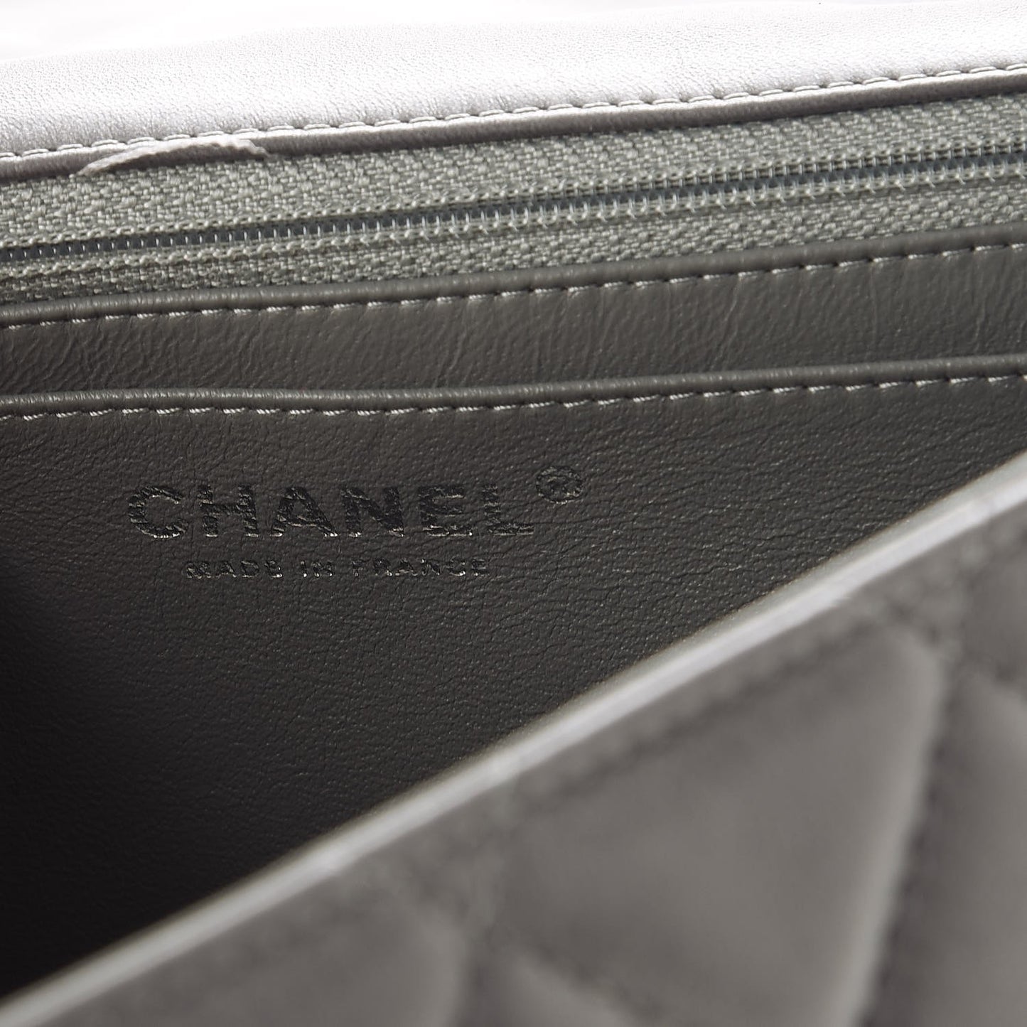 Lambskin Quilted Jumbo Single Flap Dark Grey