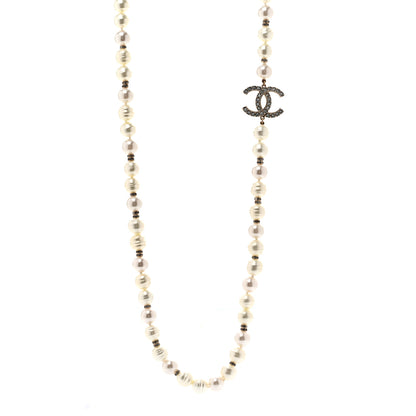 Chanel Pearl Crystal CC Necklace Light Gold 1 of 5