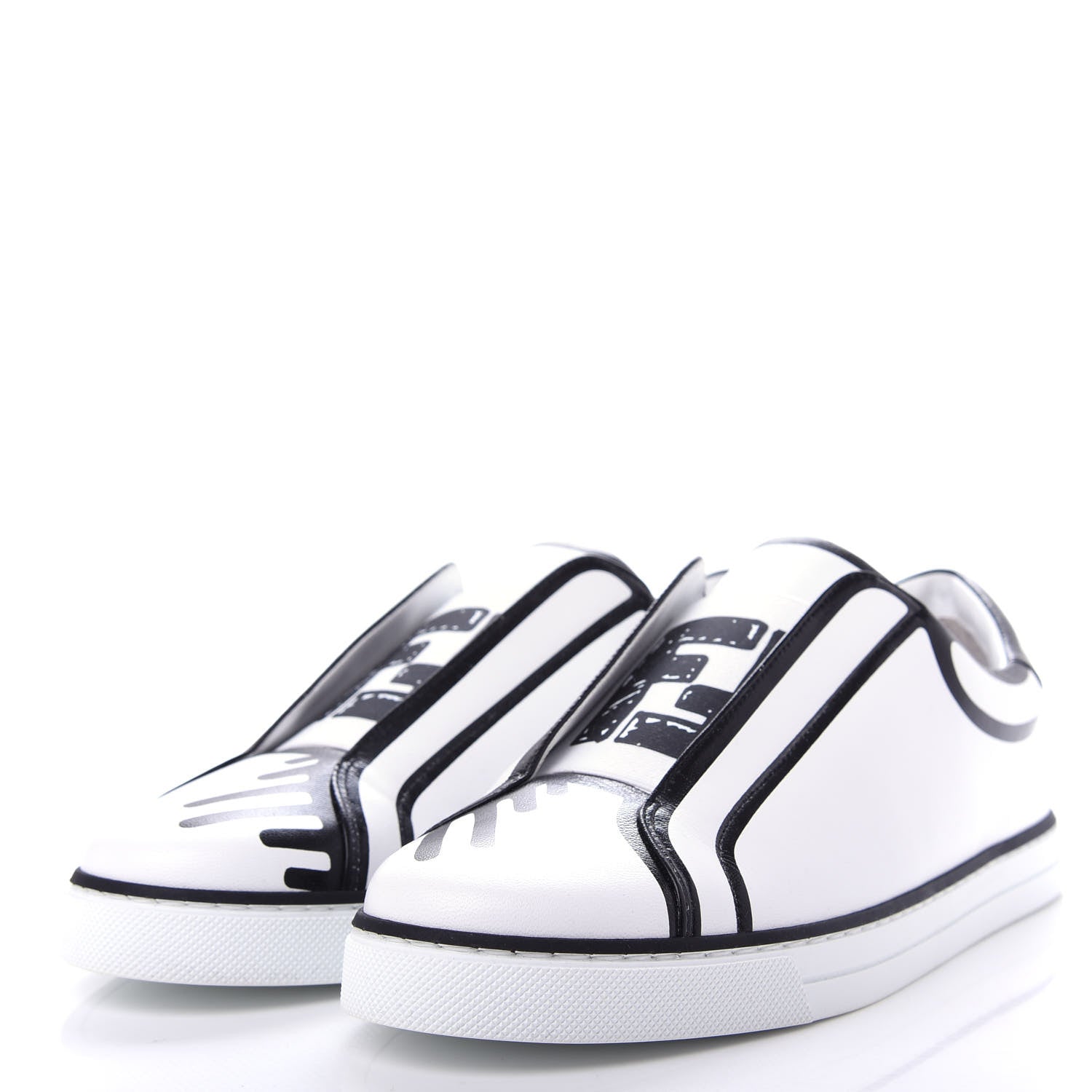 Fendi X JOSHUA VIDES Nappa Rockoclick Slip On Sneakers 39 Snow White Black 3 of 11