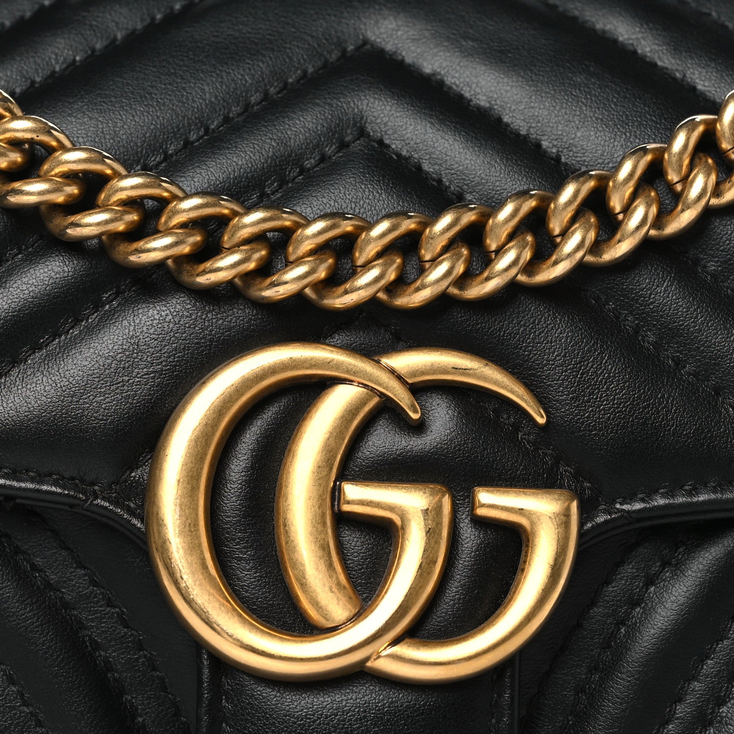 Gucci Calfskin Matelasse Mini GG Marmont Shoulder Bag Black 8 of 10