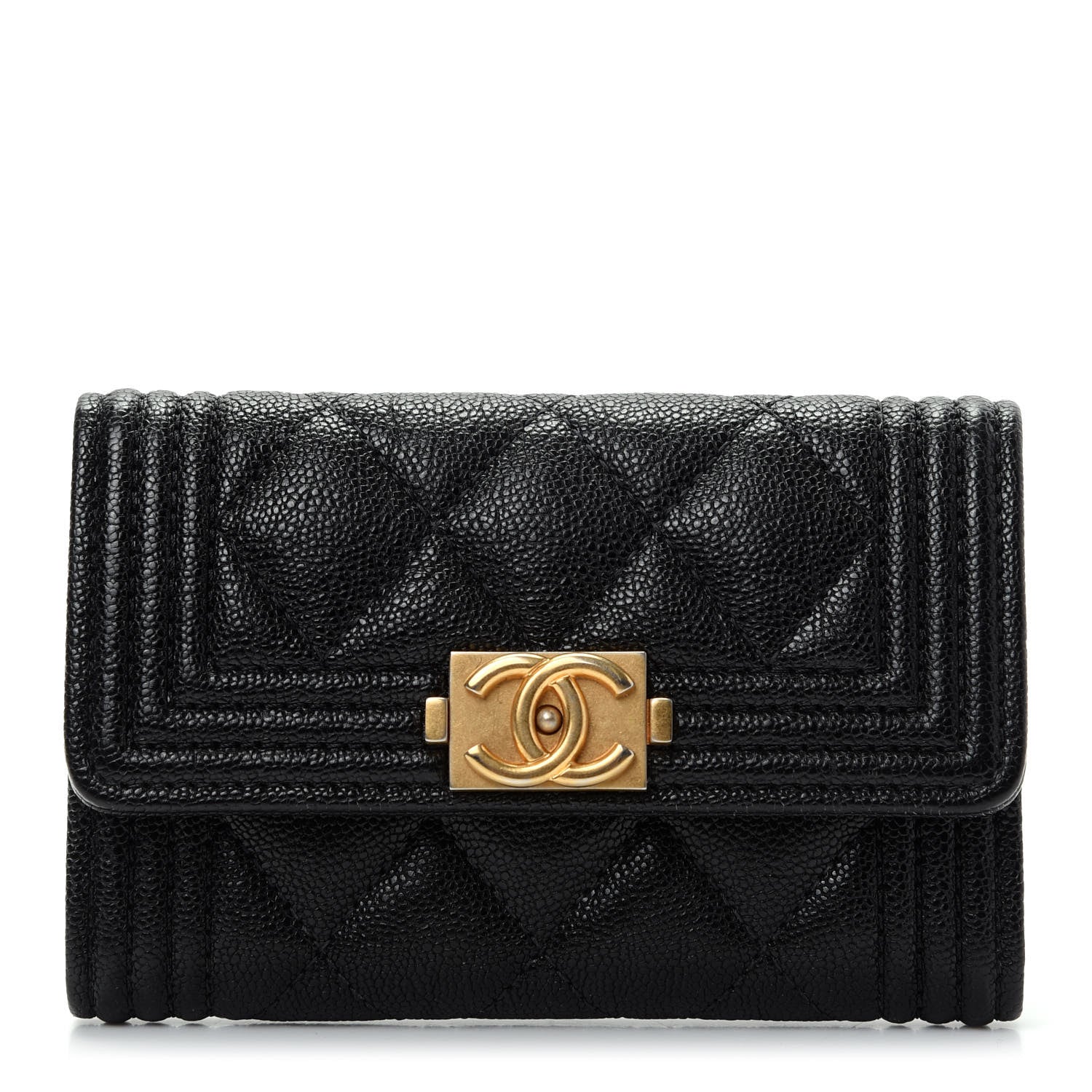 Chanel Caviar Quilted Boy Flap Card Holder Black 1 of 9