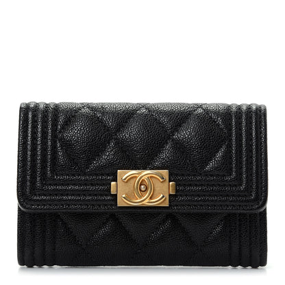 Chanel Caviar Quilted Boy Flap Card Holder Black 1 of 9