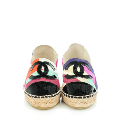 Chanel Patent Fabric Striped CC Espadrilles 35 Multicolor Black 2 of 9