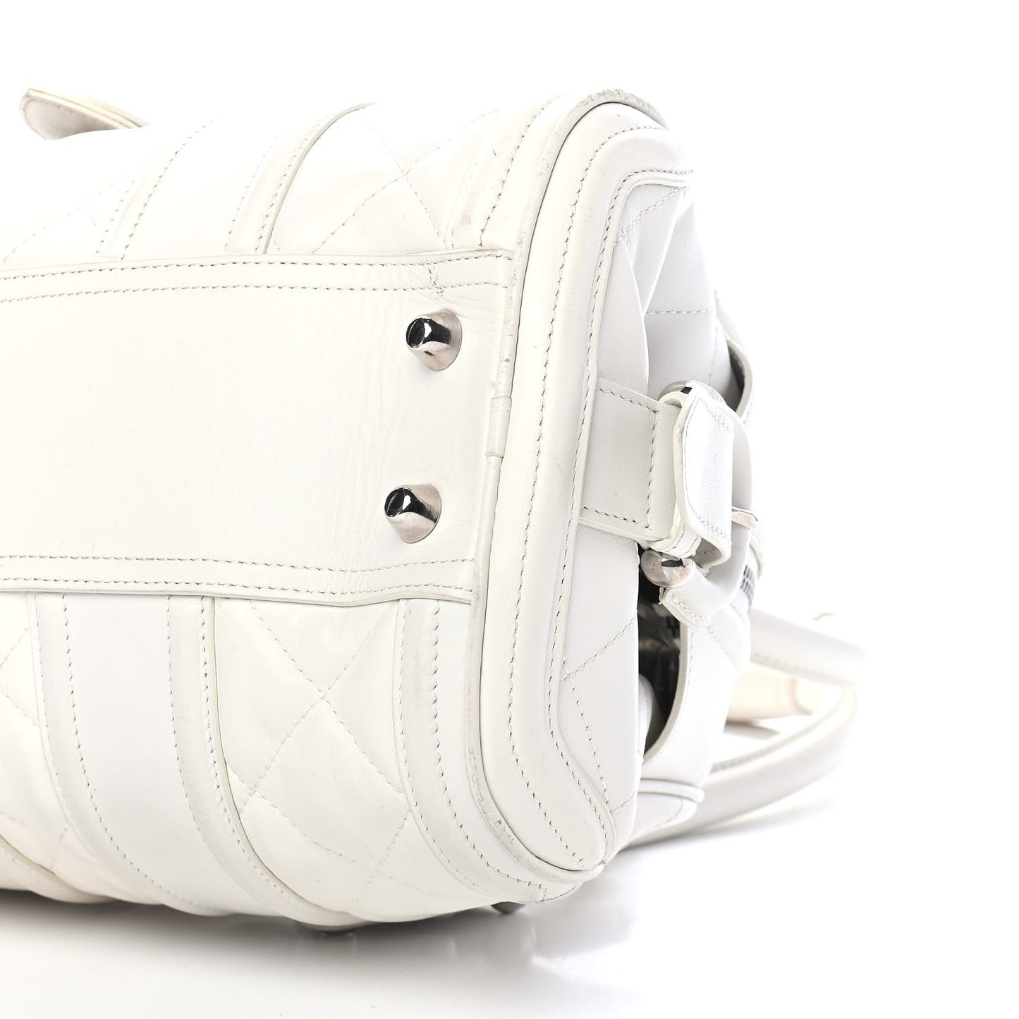 Calfskin Quilted Manor Satchel White