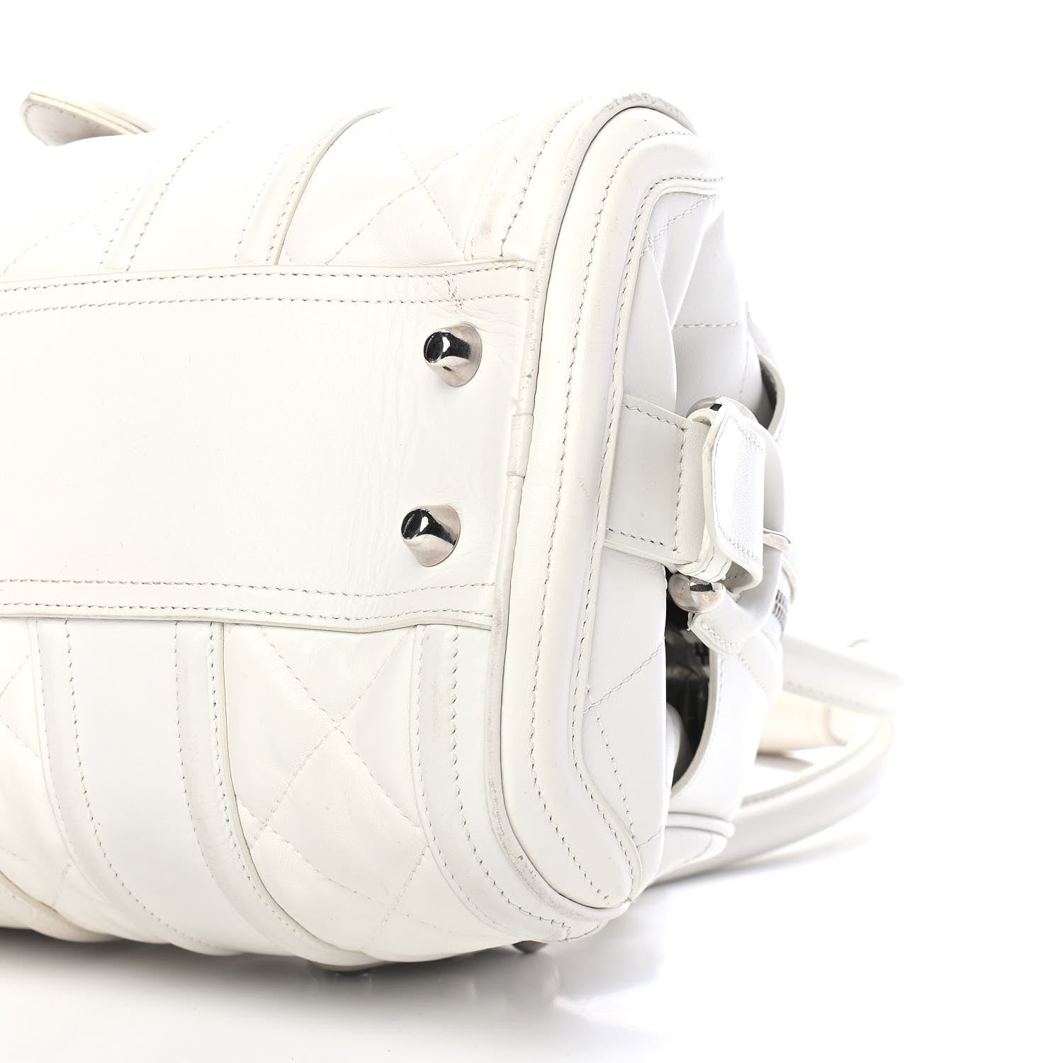 Burberry Calfskin Quilted Manor Satchel White 8 of 8
