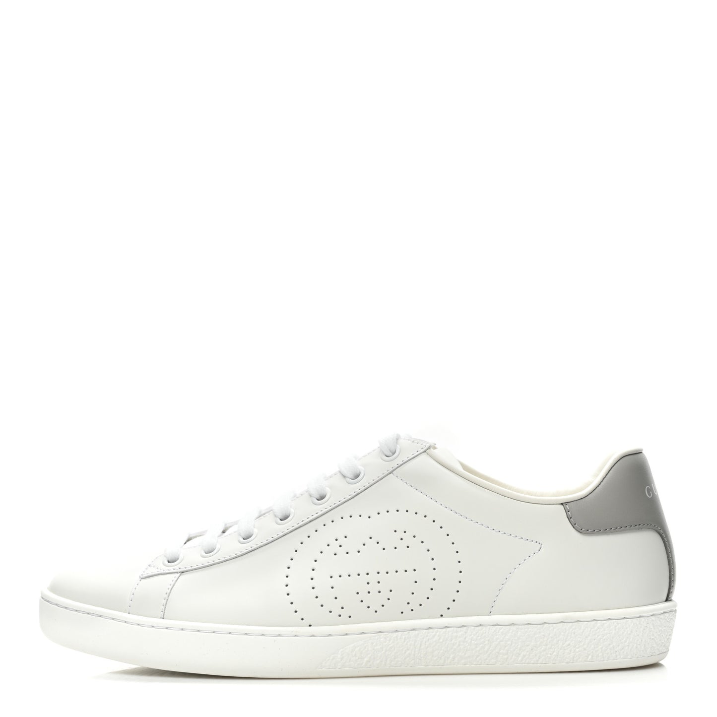 Calfskin Interlocking G Perforated Womens Ace Sneakers 40 White Grey Sky