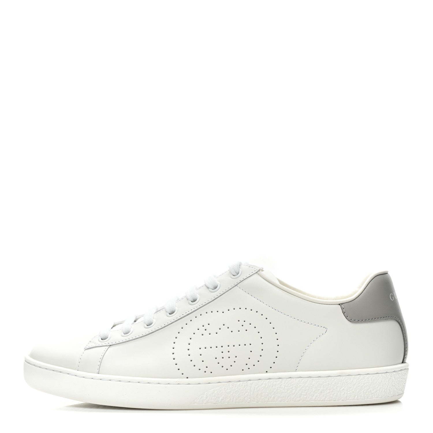 Gucci Calfskin Interlocking G Perforated Womens Ace Sneakers 40 White Grey Sky 1 of 9