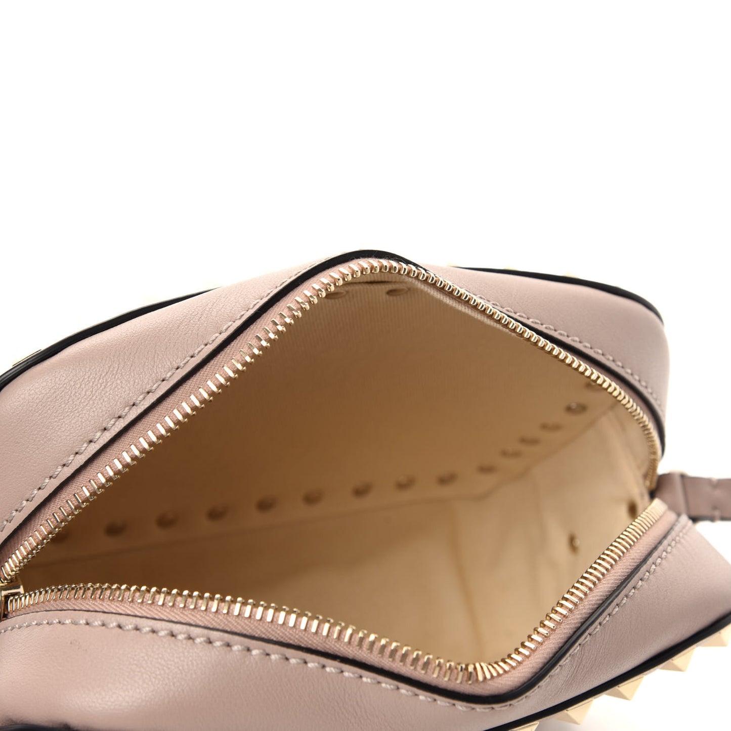 Calfskin Rockstud Camera Crossbody Bag Poudre