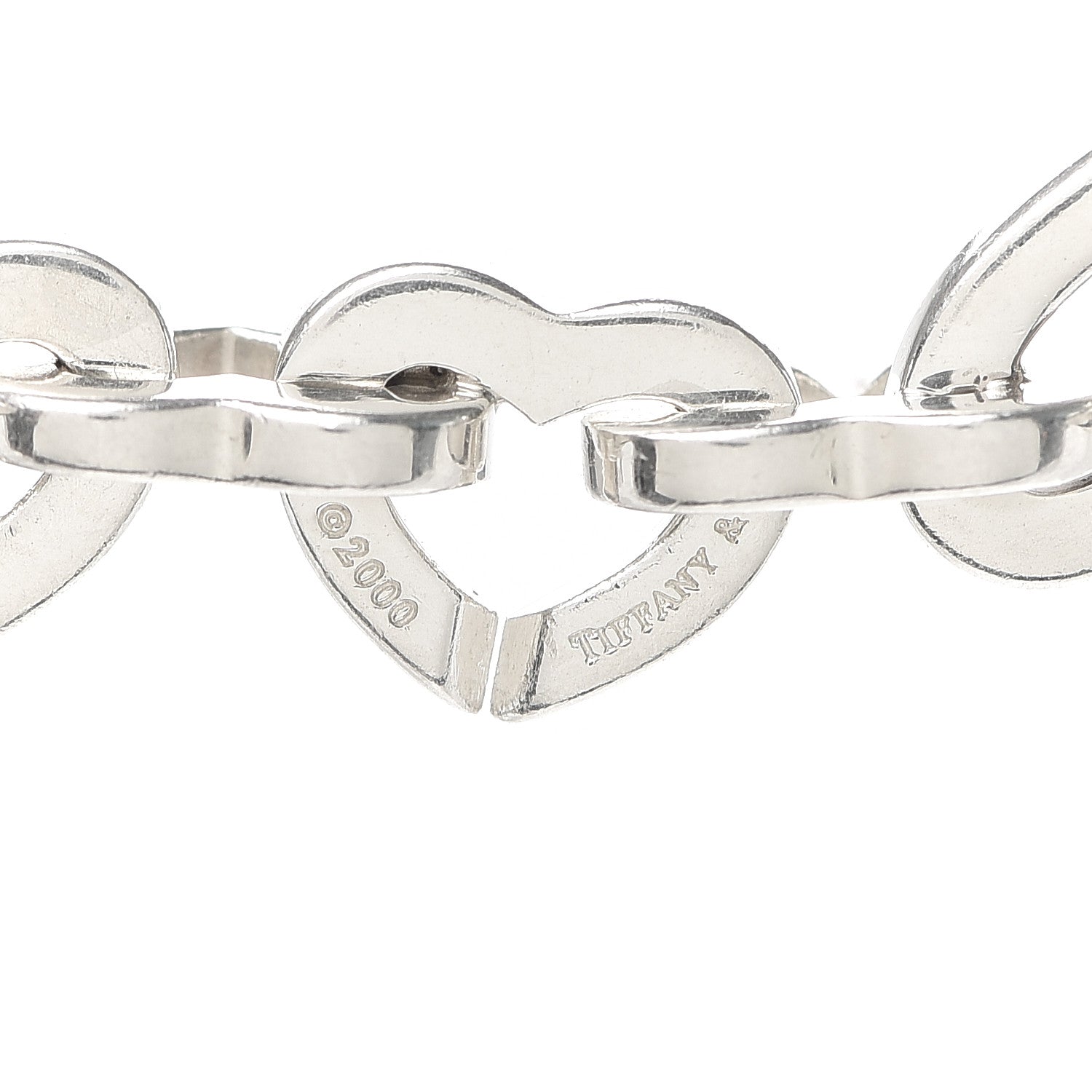 Tiffany Sterling Silver 18K Yellow Gold Heart Link Necklace 4 of 4