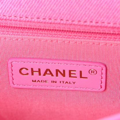 Chanel Denim Quilted Small Messenger Flap Neon Pink 6 of 10