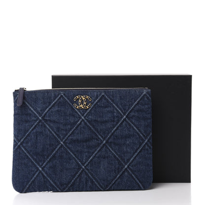 Chanel Denim Quilted Large 19 Cosmetic Case Blue 8 of 8