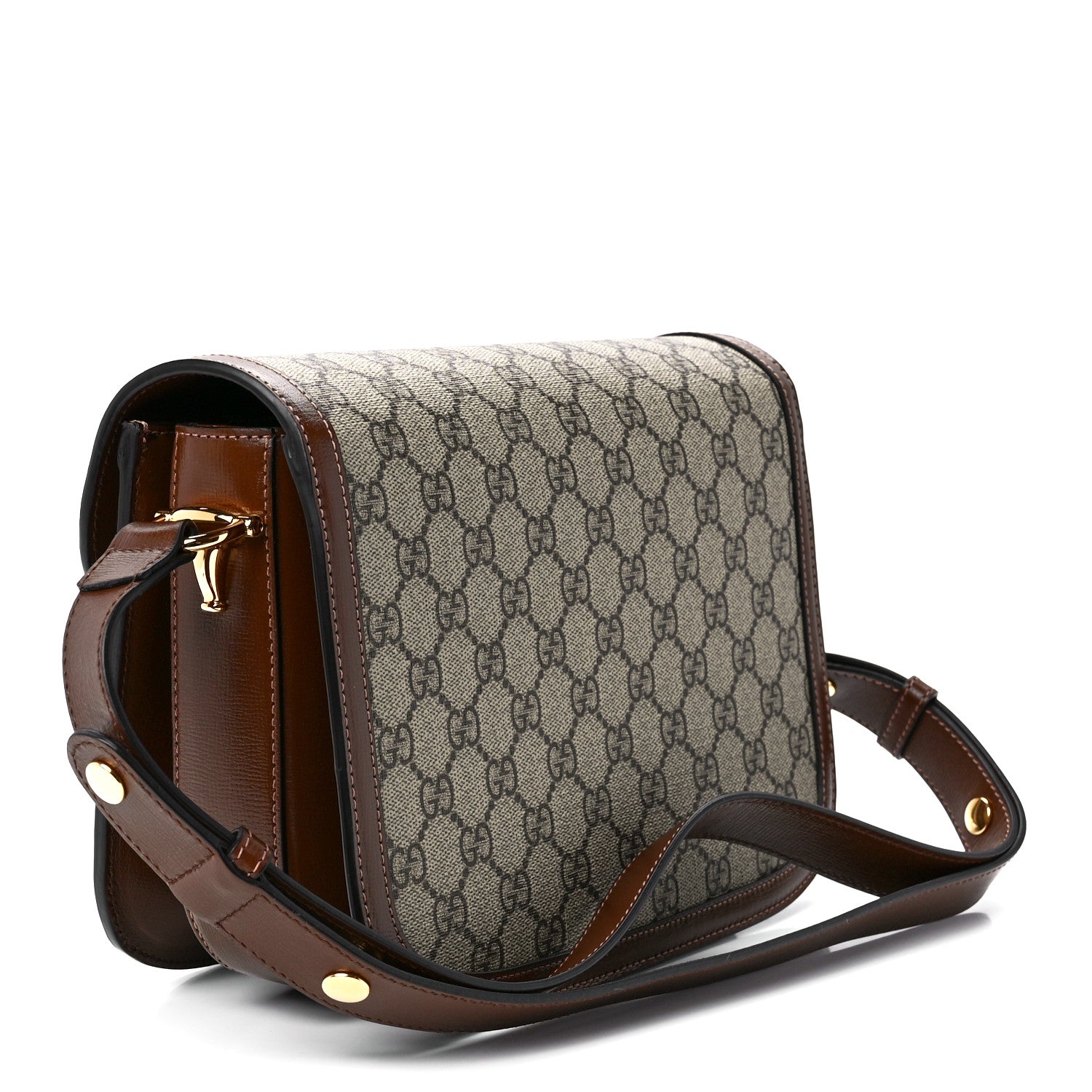Gucci GG Supreme Monogram Horsebit 1955 Shoulder Bag Beige Brown Sugar 3 of 13