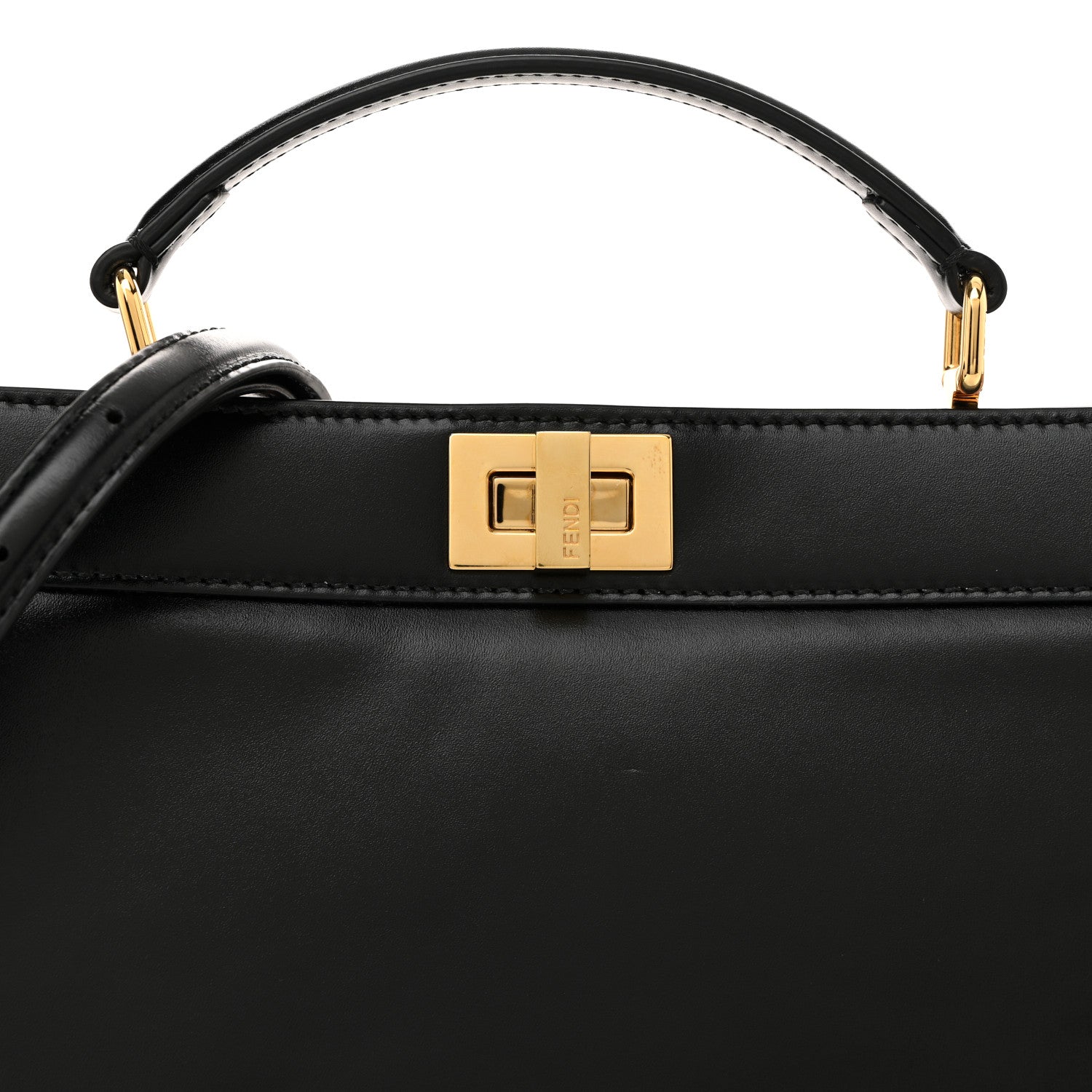 Fendi Vitello King Luxor Shiny Nappa Medium Peekaboo I SEE U East West Satchel Black Light Rose 7 of 12