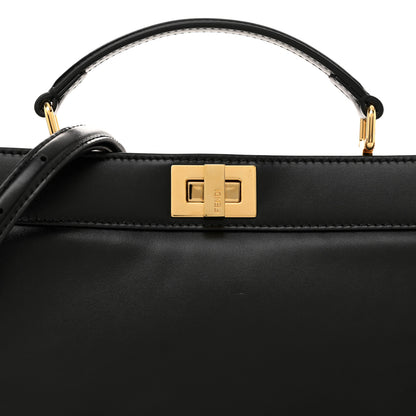 Fendi Vitello King Luxor Shiny Nappa Medium Peekaboo I SEE U East West Satchel Black Light Rose 7 of 12