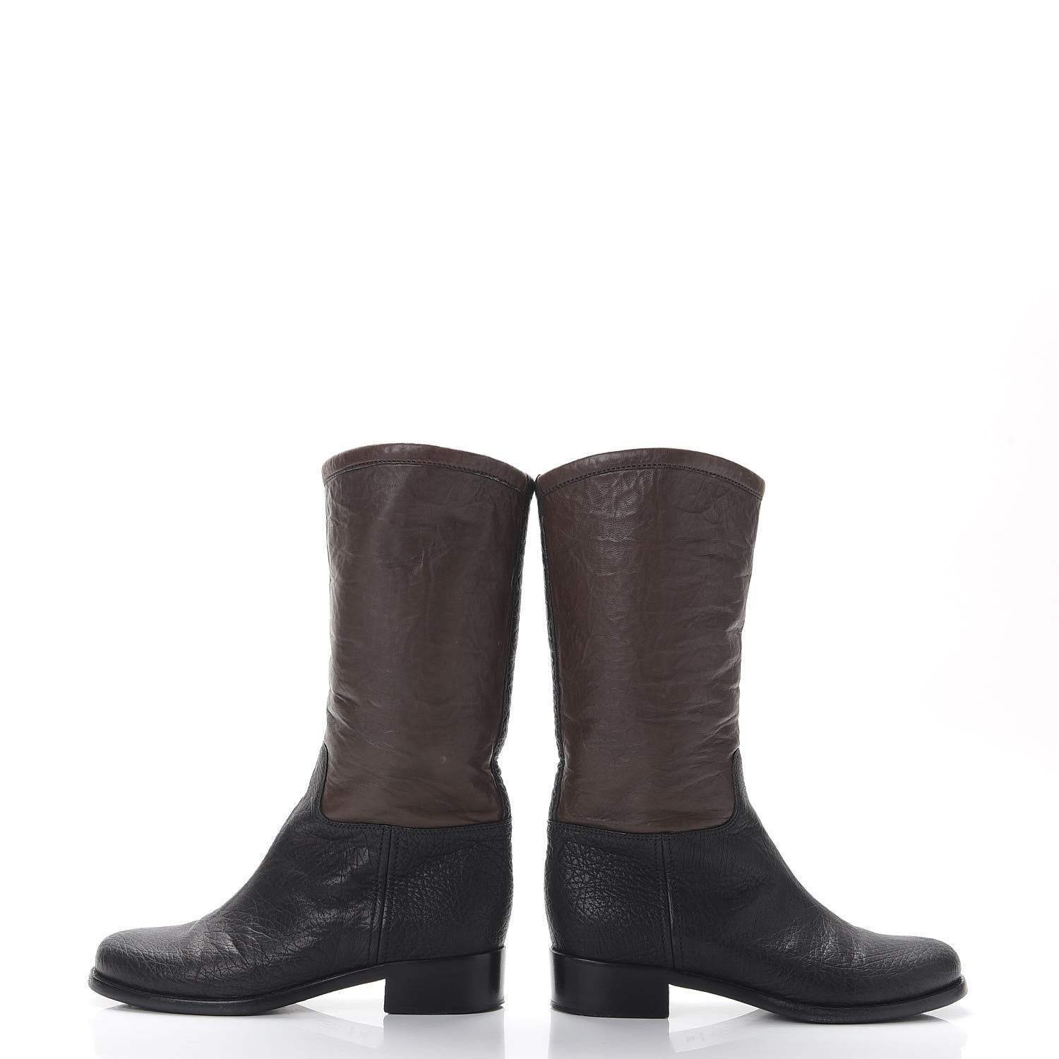 Chanel Lambskin Calfskin High Boots 36.5 Dark Brown Black 5 of 15