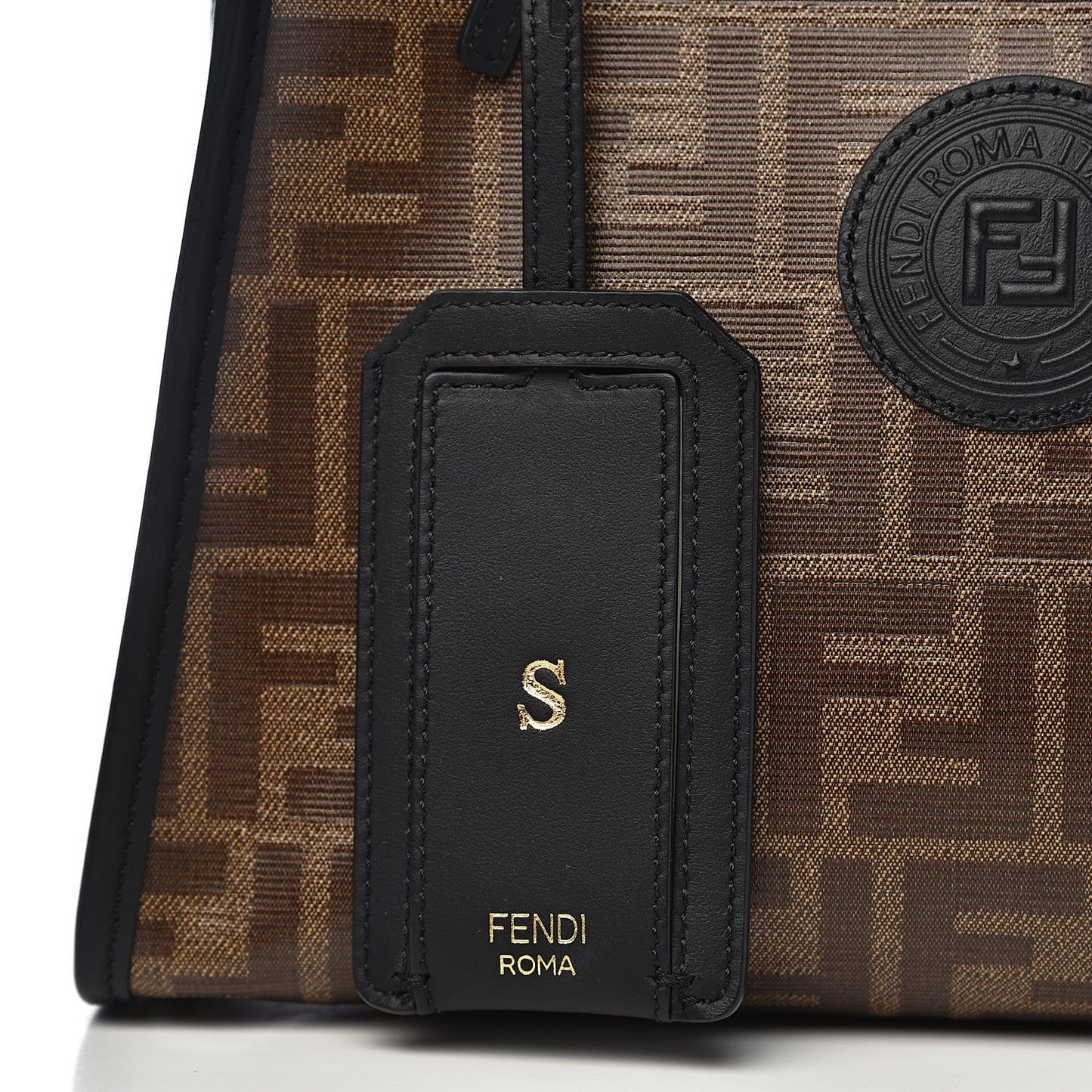 Glazed Fabric Vitello Century FF 1974 Stamp Patch Mini Peekaboo Defender Cover Mogano Panna Black