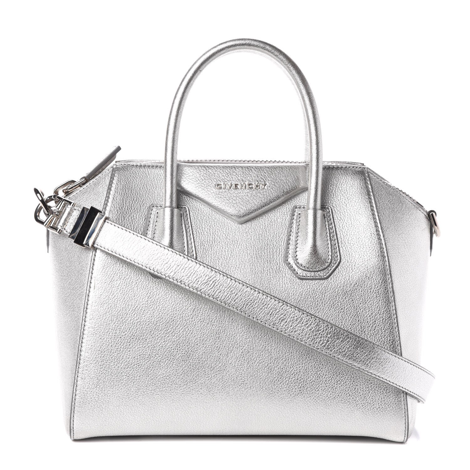 Givenchy Metallic Sugar Goatskin Small Antigona Silver 1 of 8