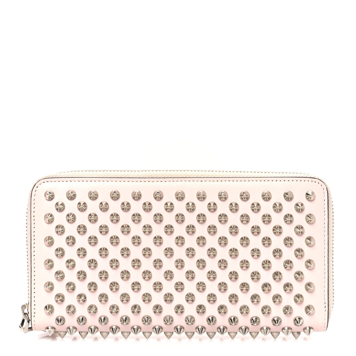 Calfskin Panettone Spiked Zip Around Wallet Light Pink