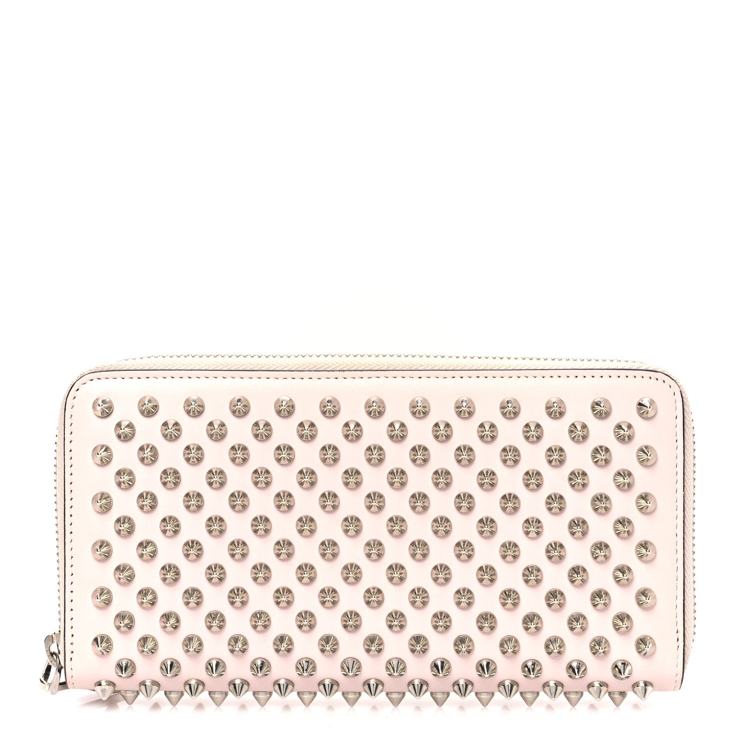 Christian Louboutin Calfskin Panettone Spiked Zip Around Wallet Light Pink 1 of 9