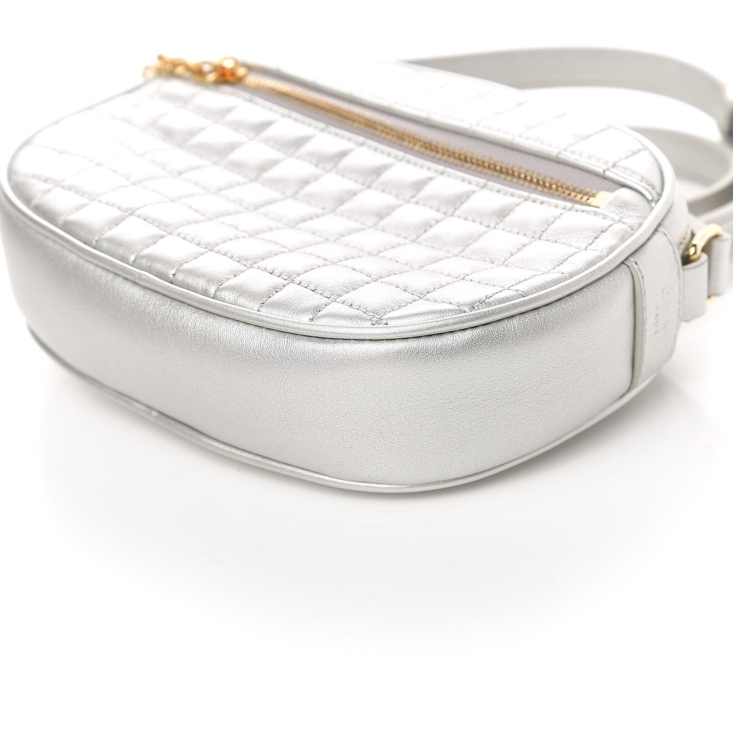 Celine Laminated Calfskin Quilted Small C Charm Bag Silver 10 of 11