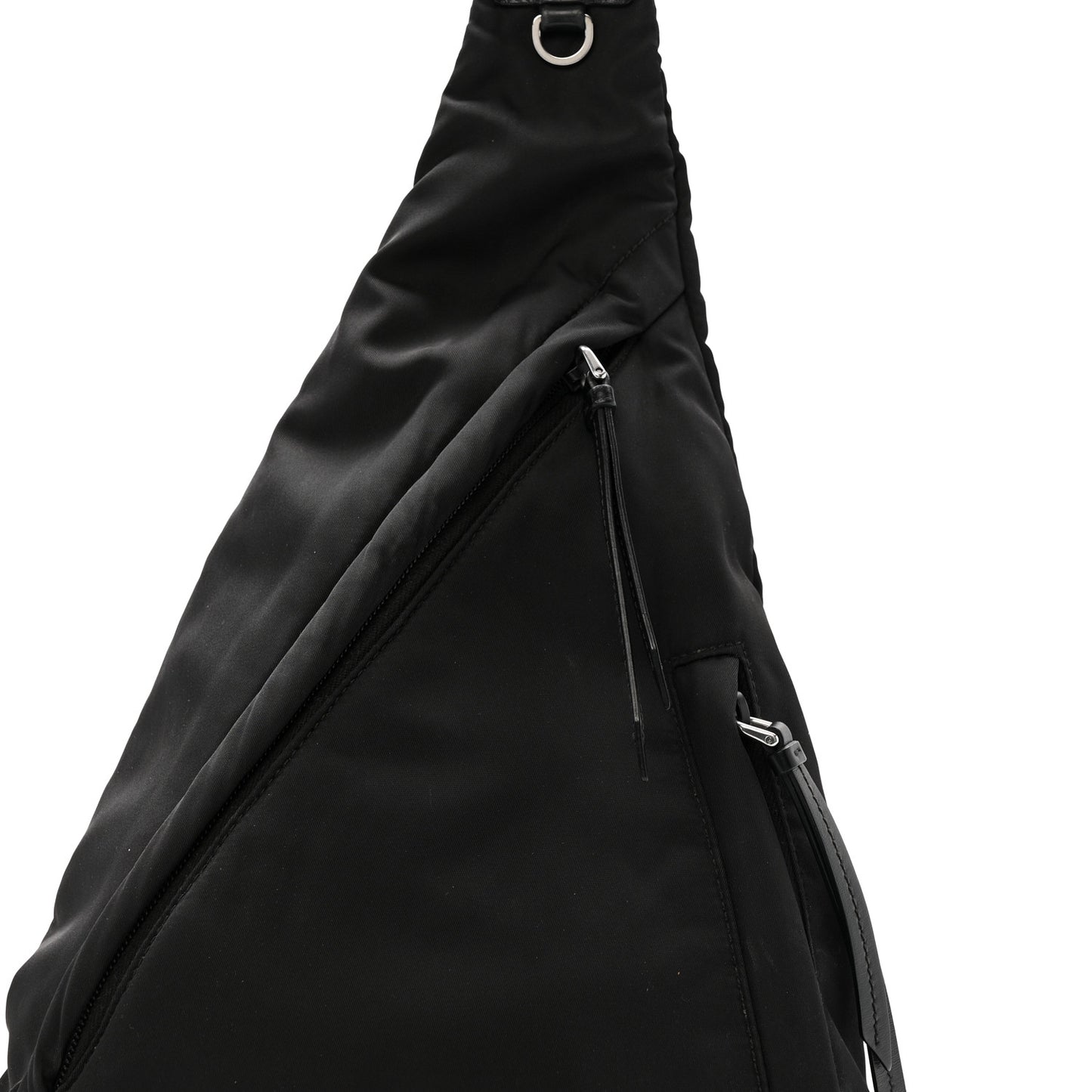 Re-Nylon Vitello Metal Triangle Logo Sling Backpack Black