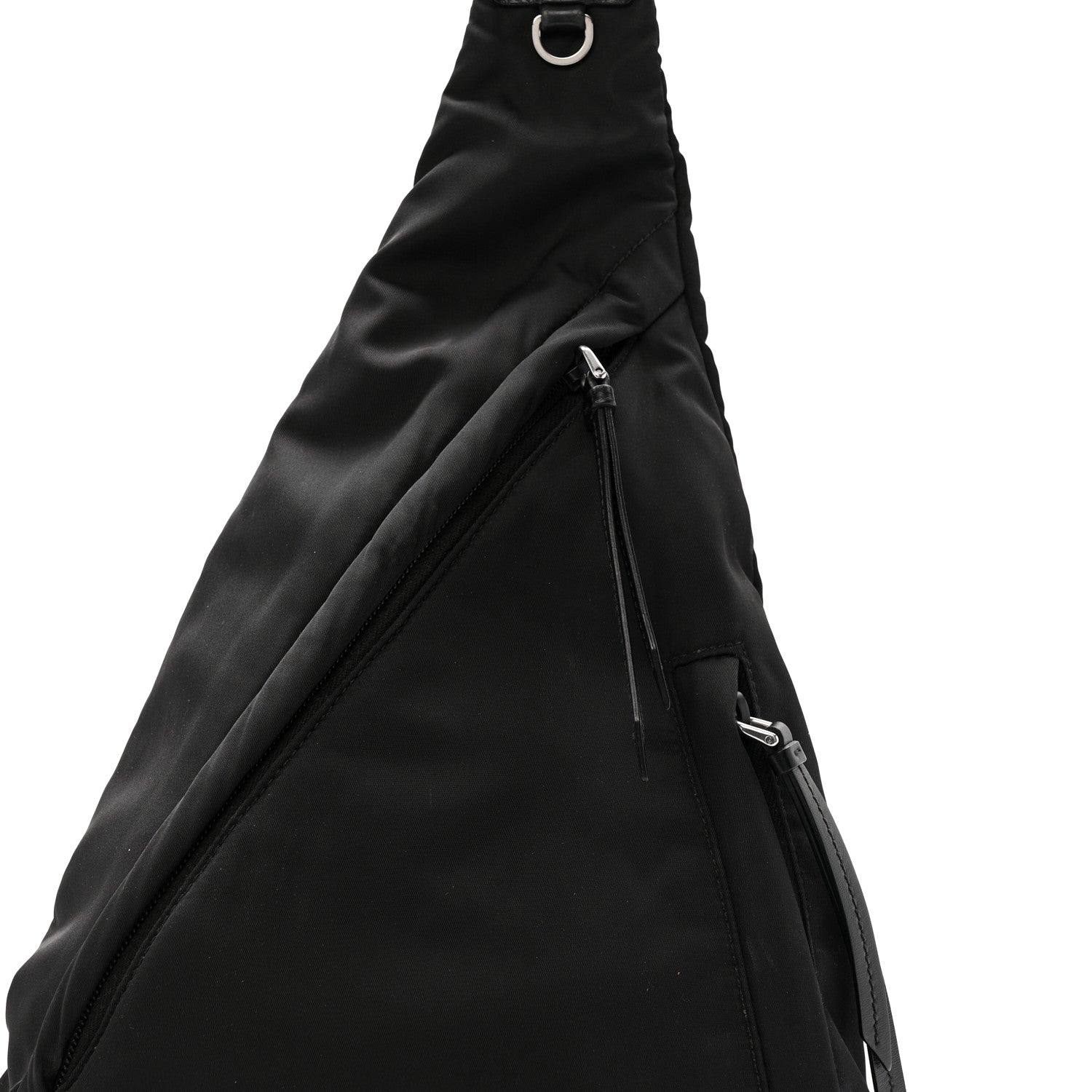 Prada Re-Nylon Vitello Metal Triangle Logo Sling Backpack Black 8 of 12
