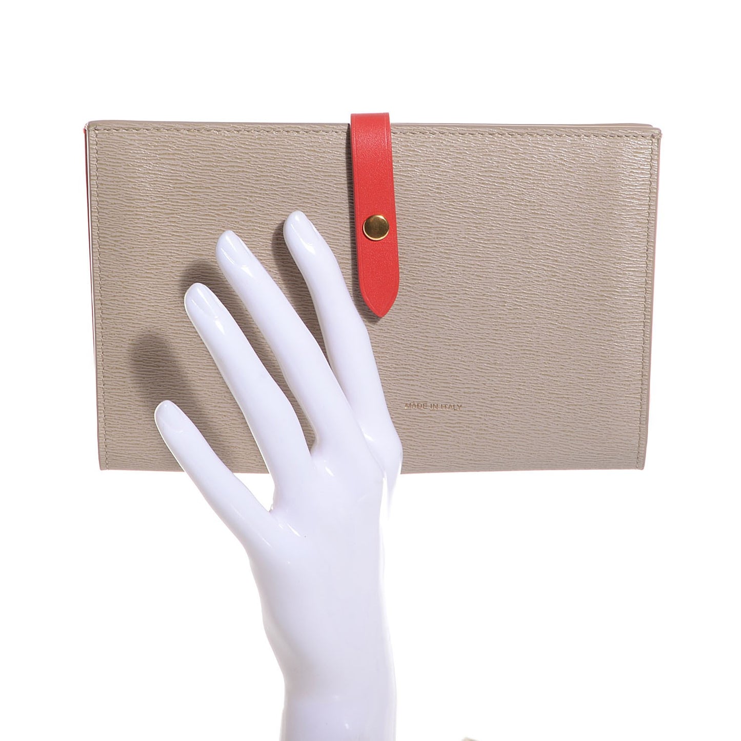 Calfskin Large Multifunction Strap Wallet Light Taupe