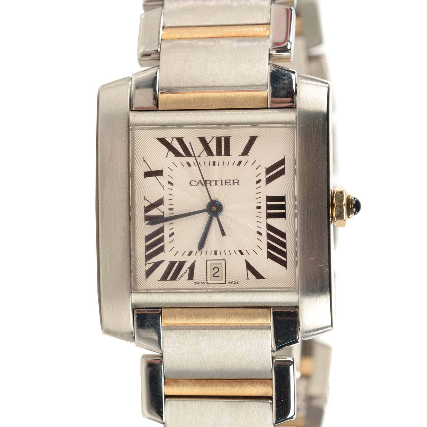 Stainless Steel 18K Yellow Gold 28mm Tank Francaise Automatic Watch