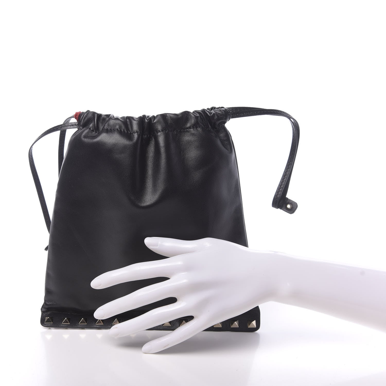 Valentino Garavani Calfskin Rockstud Drawstring Pouch Black 2 of 8