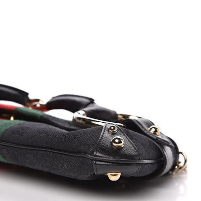 Gucci Monogram Web Horsebit Chain Clutch Black 9 of 9