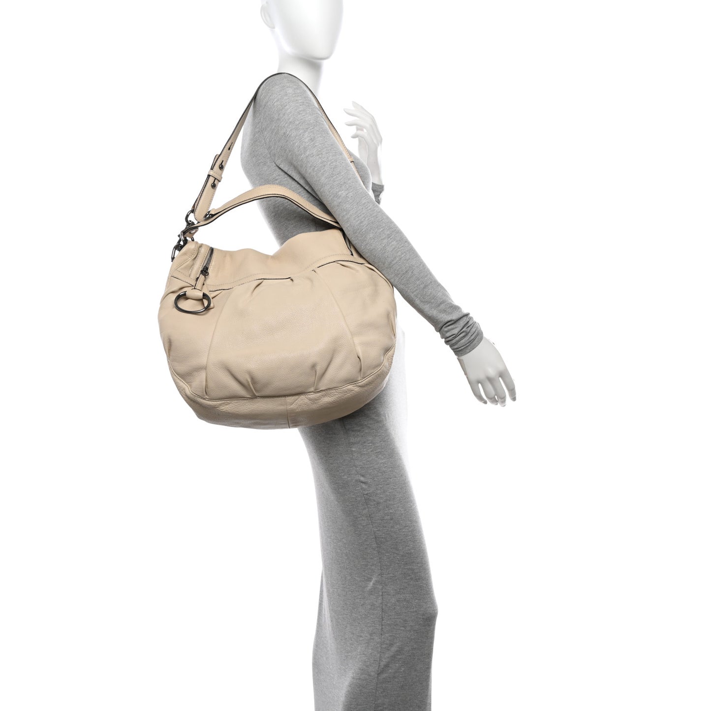 Pebbled Calfskin Medium Icon Bit Shoulder Bag Ivory