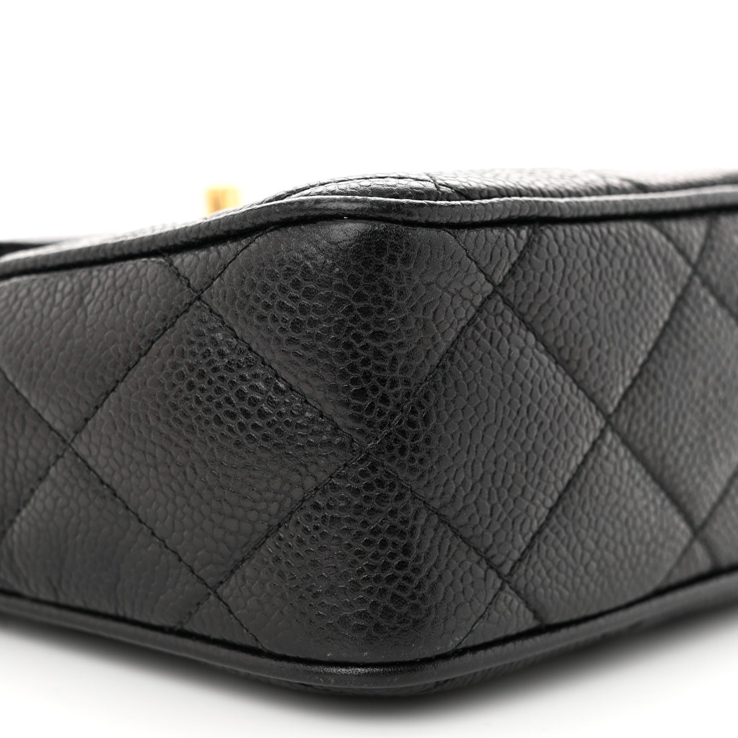 Caviar Quilted Flap Camera Case Black