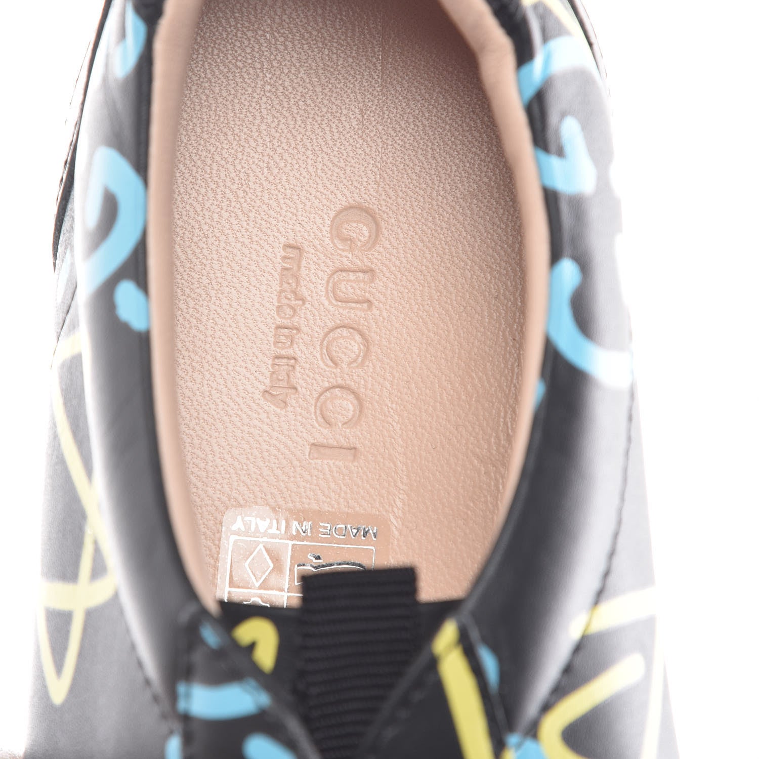 Gucci Calfskin GucciGhost Print Womens Low Top Sneakers 35.5 Black New Acquamarine 7 of 7