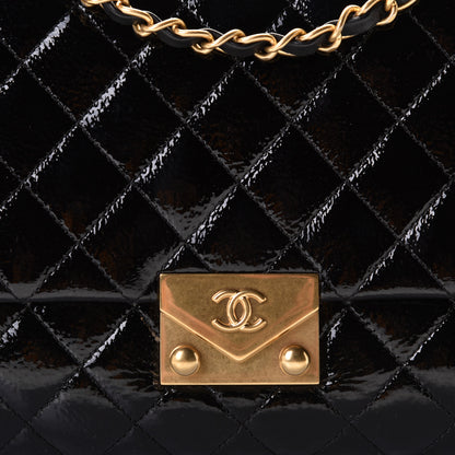 Chanel Patent Goatskin Quilted 3 Pocket Accordion Flap Black 7 of 10