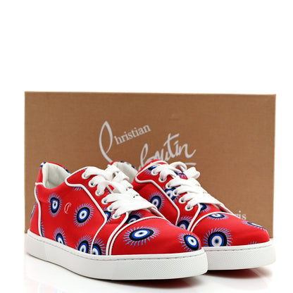 Christian Louboutin Crepe Satin Nappa Womens Vieira Orlato Flat Sneakers 38 Bianco Multi 8 of 8