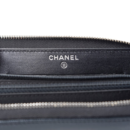Chanel Metallic Caviar Quilted Medium Maxi CC Zip Around Wallet Black 6 of 9
