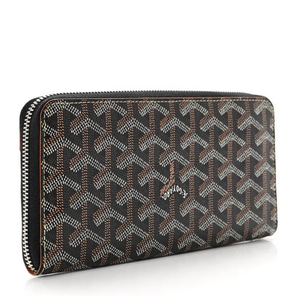 Goyard Goyardine Matignon Zip Around GM Wallet Black Gold 3 of 8