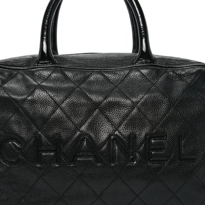 Chanel Calfskin Patent Quilted Bowler Black 8 of 13