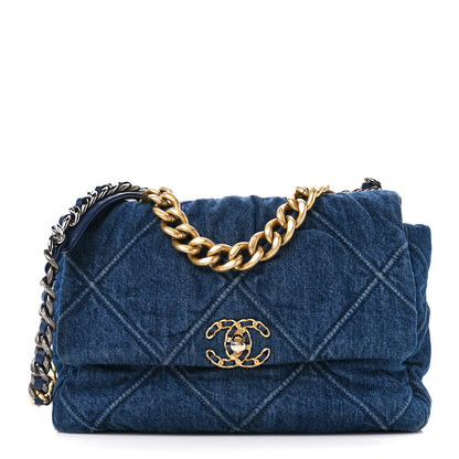 Chanel Denim Quilted Large Chanel 19 Flap Blue 1 of 11