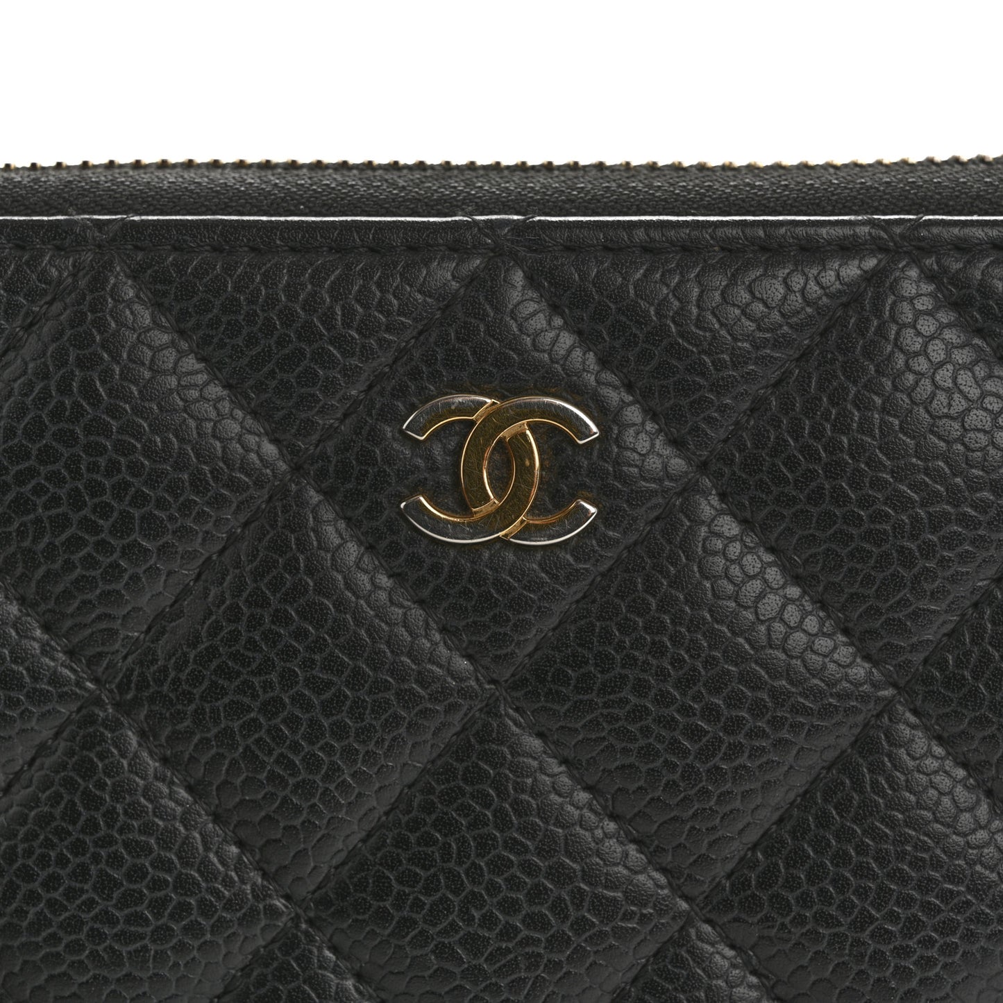 Caviar Quilted Large Gusset Zip Around Wallet Black
