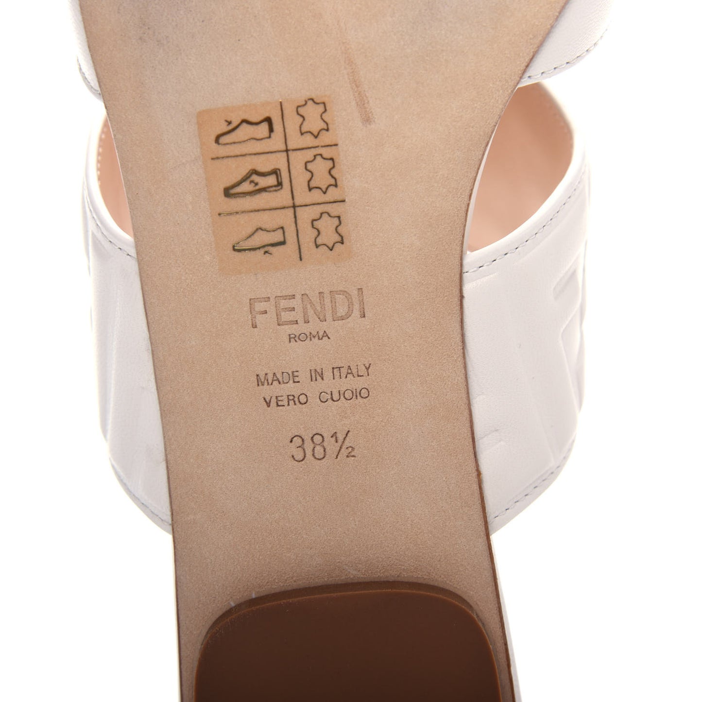 Vitello FF Embossed Buckle Flat Mules 38.5 Snow